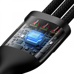 Baseus Flash Series 2 3az1-ben USB-A/USB-C -> USB-C + micro USB + Lightning 100W 1.2m fekete (CASS030101)