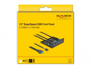 Delock 3.5" USB 3.2 Gen1 front panel 2xUSB-A + HD-Audio (64150)