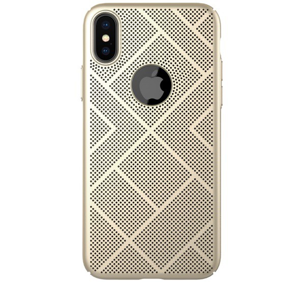 NILLKIN AIR műanyag telefonvédő (gumírozott, lyukacsos, logo kivágás) ARANY [Apple iPhone XS 5.8]