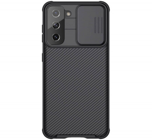 NILLKIN CAMSHIELD PRO műanyag telefonvédő (szilikon keret, közepesen ütésálló, kamera védelem, csíkos minta) FEKETE [Samsung Galaxy S21 (SM-G991) 5G]
