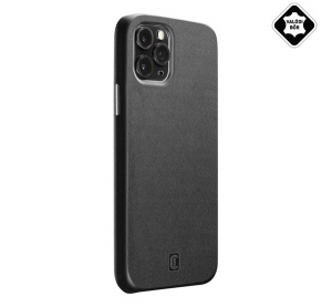 CELLULARLINE ELITE műanyag telefonv&eacute;dő (mikrofiber belső, val&oacute;di bőr h&aacute;tlap) FEKETE [Apple iPhone 12 Pro Max]
