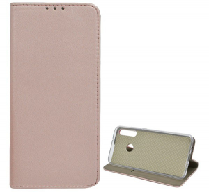 Tok &aacute;ll&oacute;, bőr hat&aacute;s&uacute; (FLIP, oldalra ny&iacute;l&oacute;, asztali tart&oacute; funkci&oacute;) ROZ&Eacute;ARANY [Huawei P40 Lite E / Y7p]