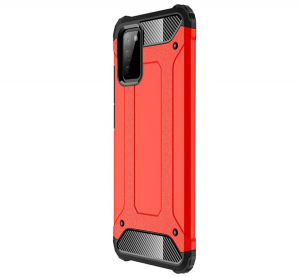 Defender műanyag telefonvédő (közepesen ütésálló, légpárnás sarok, szilikon belső, fémhatás) PIROS [Samsung Galaxy A02s (SM-A025F)]
