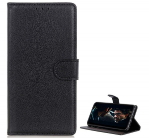 Tok &aacute;ll&oacute;, bőr hat&aacute;s&uacute; (FLIP, oldalra ny&iacute;l&oacute;, asztali tart&oacute; funkci&oacute;, pr&eacute;mium) FEKETE [Samsung Galaxy A21 (SM-A210F)]