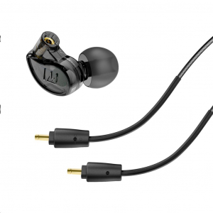 MEE audio M6 PRO MKII zajkizáró kialakítású, professzionális fülhallgató (IEM), cserélhető kábellel füst-fekete (EP-M6PROG2-BK)