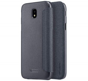 NILLKIN SPARKLE műanyag telefonv&eacute;dő (mikrosz&aacute;las bőr hat&aacute;s&uacute; FLIP, oldalra ny&iacute;l&oacute;) FEKETE [Samsung Galaxy J5 (2017) SM-J530 EU]