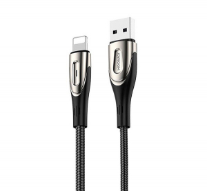 JOYROOM adatk&aacute;bel &eacute;s t&ouml;ltő (USB - lightning 8pin, 5V / 3000 mA, gyorst&ouml;lt&eacute;s t&aacute;mogat&aacute;s, 120cm) FEKETE (S-M411_B_L)