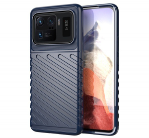 Szilikon telefonvédő (közepesen ütésálló, csíkos, dombor minta) SÖTÉTKÉK [Xiaomi Mi 11 Ultra 5G]