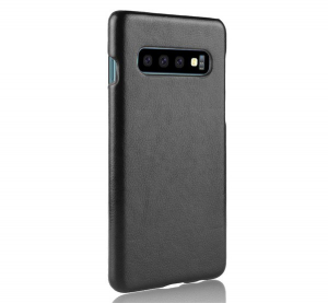 Műanyag telefonvédő (bőr hatású) FEKETE [Samsung Galaxy S10 (SM-G973)]