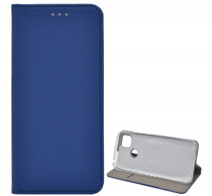 Tok álló, bőr hatású (FLIP, oldalra nyíló, asztali tartó funkció, rombusz minta) SÖTÉTKÉK [Xiaomi Redmi 9C]