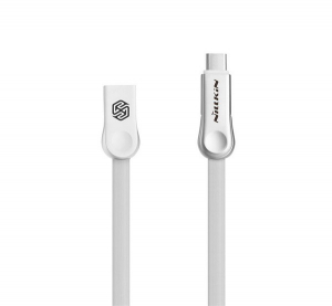NILLKIN PLUS III adatk&aacute;bel &eacute;s t&ouml;ltő (USB - microUSB - Type-C, gyorst&ouml;lt&eacute;s t&aacute;mogat&aacute;s,  100cm, lapos k&aacute;bel) FEH&Eacute;R