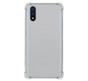 Szilikon telefonvédő (közepesen ütésálló, légpárnás sarok) ÁTLÁTSZÓ [Samsung Galaxy A01 (SM-A015F)]