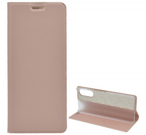 Tok &aacute;ll&oacute;, bőr hat&aacute;s&uacute; (FLIP, oldalra ny&iacute;l&oacute;, asztali tart&oacute; funkci&oacute;) ROZ&Eacute;ARANY 2 [Sony Xperia 10 II (XQ-AU5)]