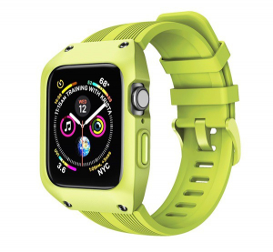 Pótszíj (egyedi méret, szilikon, ütésálló keret) ZÖLD [Apple Watch Series 1 38mm]
