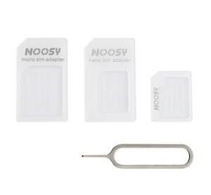 NOOSY SIM adapter (Nano SIM kártyát Micro SIM és normál méretű kártyára alakítja át, kártya kiemelő) FEHÉR