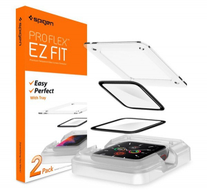 SPIGEN EZ FIT kijelzővédő üveg 2db (2.5D lekerekített szél, 0.2mm, 9H, NEM íves) FEKETE [Apple Watch Series SE 40mm]