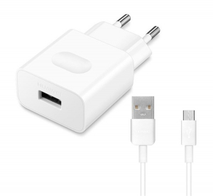 Huawei USB-A hálózati töltő + C02450768A microUSB kábel fehér "Gigapack csomagolás" (AP32 / HW-090200EH0 + C02450768A)