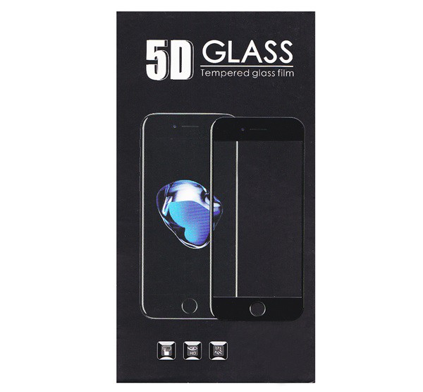 Képernyővédő üveg (5D full glue, íves, teljes felületén tapad, karcálló, 0.3 mm, 9H) FEKETE [LG K40S (LMX430)]