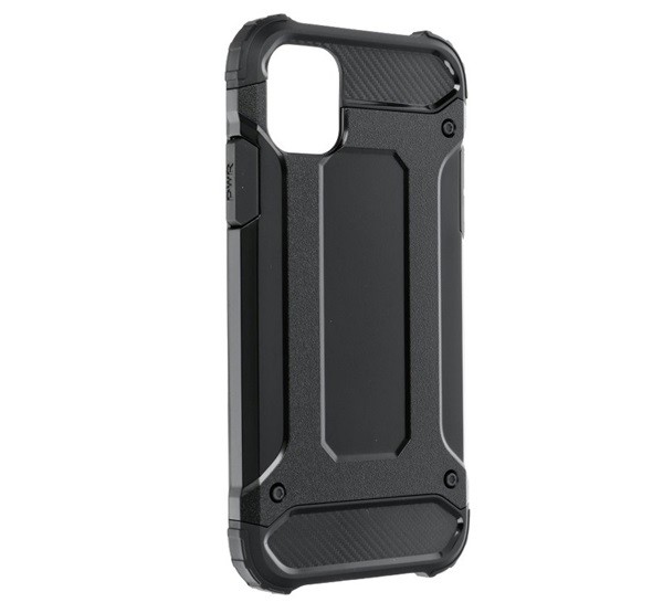 Defender műanyag telefonvédő (közepesen ütésálló, légpárnás sarok, szilikon belső, fémhatás) FEKETE [Apple iPhone 12 mini]