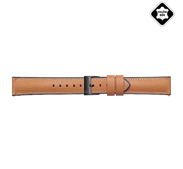 Designed for SAMSUNG BRALOBA TRAVELLER pótszíj (univerzális, 20 mm, valódi bőr, levarrt szél) BARNA [Realme Watch]