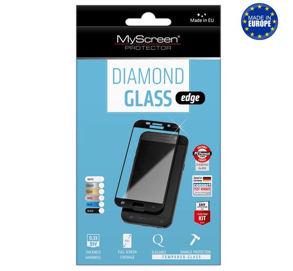 MYSCREEN DIAMOND GLASS EDGE képernyővédő üveg (2.5D full cover, íves, karcálló, 0.33 mm, 9H) FEHÉR [Huawei Y6 (2018)]