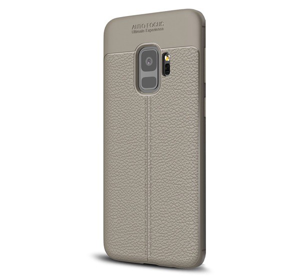 Szilikon telefonvédő (közepesen ütésálló, bőr hatású, varrás minta) SZÜRKE [Samsung Galaxy S9 (SM-G960)]