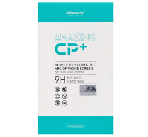 NILLKIN CP+ k&eacute;pernyőv&eacute;dő &uuml;veg (2.5D kerek&iacute;tett sz&eacute;l, &iacute;ves, full glue, karc&aacute;ll&oacute;, UV szűr&eacute;s, 0.33mm, 9H) FEKETE [Huawei Y6 2019 (Y6 Prime 2019)]