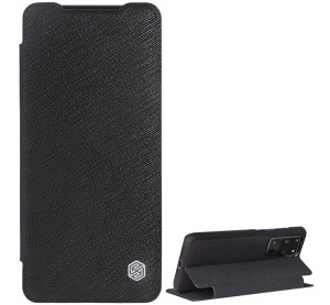 NILLKIN MING tok álló, bőr hatású (FLIP, oldalra nyíló, asztali tartó funkció, bankkártya tartó, textil minta) FEKETE [Samsung Galaxy S20 Ultra 5G (SM