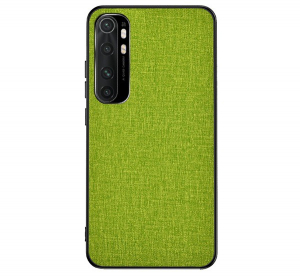 Műanyag telefonvédő (közepesen ütésálló, szilikon keret, textil hátlap) ZÖLD [Xiaomi Mi Note 10 Lite]