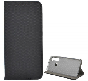 Tok álló, bőr hatású (FLIP, oldalra nyíló, asztali tartó funkció, rombusz minta) FEKETE [Xiaomi Redmi Note 8]