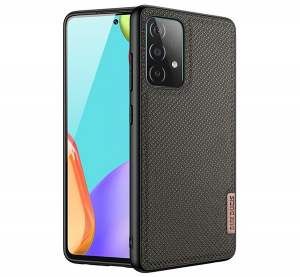 DUX DUCIS FINO szilikon telefonvédő (műanyag belső, közepesen ütésálló, rács minta) BARNA [Samsung Galaxy A72 5G (SM-A726F)]