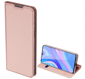 DUX DUCIS SKIN PRO tok &aacute;ll&oacute;, bőr hat&aacute;s&uacute; (FLIP, oldalra ny&iacute;l&oacute;, bankk&aacute;rtya tart&oacute;, asztali tart&oacute; funkci&oacute;) ROZ&Eacute;ARANY [Huawei Y8p]
