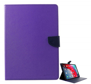 MERCURY Goospery Fancy tok álló, bőr hatású (FLIP, oldalra nyíló, asztali tartó funkció, textil minta) LILA [Apple IPAD Pro 11 (2018)]