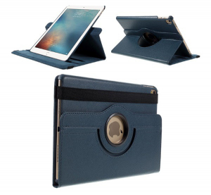 Tok álló, bőr hatású (FLIP, asztali tartó funkció, 360°-ban forgatható) SÖTÉTKÉK [Apple IPAD Pro 9.7]
