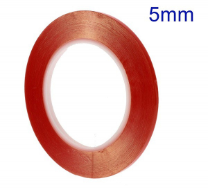 Ragasztó szalag, kétoldalas, plexi ablakhoz / érintőpanelhez (260°C hőálló, 5 mm széles, 33 m)