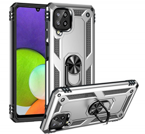 Defender műanyag telefonv&eacute;dő (k&ouml;zepesen &uuml;t&eacute;s&aacute;ll&oacute;, szilikon belső, telefontart&oacute; gyűrű, be&eacute;p&iacute;tett f&eacute;mlemez) EZ&Uuml;ST [Samsung Galaxy M22 (SM-M225F)]