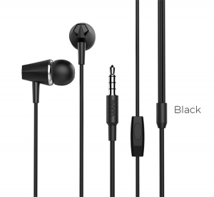 HOCO M34 fülhallgató SZTEREO (3.5mm jack, mikrofon, felvevő gomb) FEKETE (M34_B)