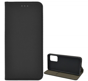 Tok álló, bőr hatású (FLIP, oldalra nyíló, asztali tartó funkció, rombusz minta) FEKETE [Samsung Galaxy A52s 5G (SM-A528)]