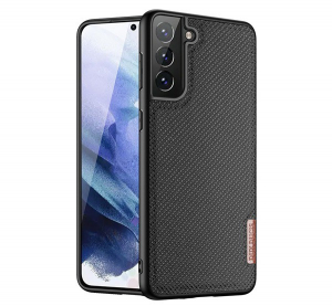DUX DUCIS FINO szilikon telefonvédő (műanyag belső, közepesen ütésálló, rács minta) FEKETE [Samsung Galaxy S21 Plus (SM-G996) 5G]