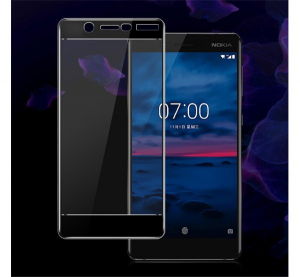 IMAK képernyővédő üveg (2.5D lekerekített szél, karcálló, 9H) FEKETE [Nokia 7]