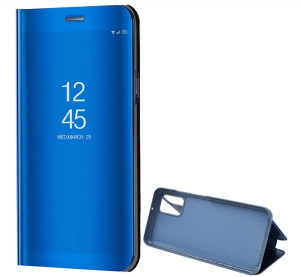 Tok álló (aktív FLIP, oldalra nyíló, asztali tartó funkció, tükrös felület, Mirror View Case) KÉK [Samsung Galaxy A32 5G (SM-A326)]