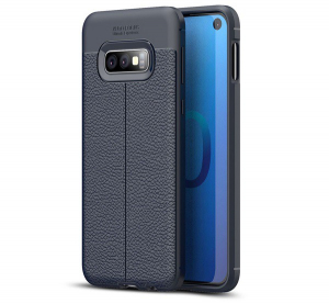 Szilikon telefonvédő (közepesen ütésálló, bőr hatású, varrás minta) SÖTÉTKÉK [Samsung Galaxy S10e (SM-G970)]