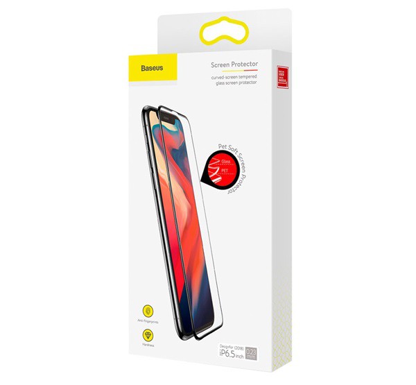 BASEUS képernyővédő üveg (3D lekerekített szél, ultravékony, karcálló, 0.23mm, 9H) FEKETE [Apple iPhone 11 Pro Max]