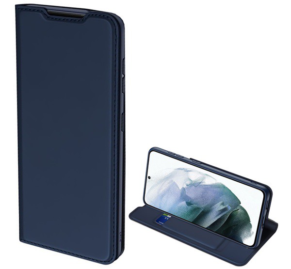 DUX DUCIS SKIN PRO tok álló, bőr hatású (FLIP, oldalra nyíló, bankkártya tartó, asztali tartó funkció) SÖTÉTKÉK [Samsung Galaxy S21 FE (SM-G990)]
