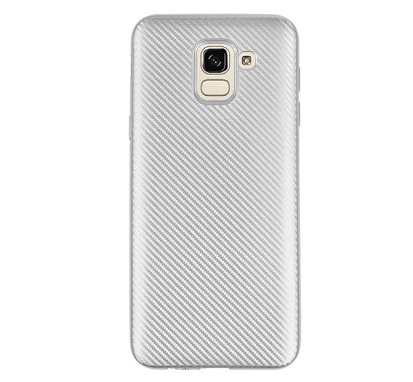 Szilikon telefonvédő (karbon minta) EZÜST [Samsung Galaxy J6 (2018) SM-J600F]