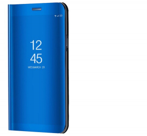 Tok álló (aktív FLIP, oldalra nyíló, asztali tartó funkció, tükrös felület, Mirror View Case) KÉK [Samsung Galaxy A41 (SM-A415F)]
