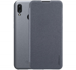 NILLKIN SPARKLE műanyag telefonv&eacute;dő (mikrosz&aacute;las bőr hat&aacute;s&uacute; FLIP, oldalra ny&iacute;l&oacute;) FEKETE [Huawei Y7 2019 (Y7 Prime 2019)]