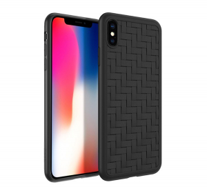 HOCO TRACERY szilikon telefonvédő (fonott minta) FEKETE [Apple iPhone XS 5.8]