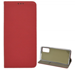 Tok &aacute;ll&oacute;, bőr hat&aacute;s&uacute; (FLIP, oldalra ny&iacute;l&oacute;, asztali tart&oacute; funkci&oacute;, rombusz minta) PIROS [Samsung Galaxy S20 FE (SM-G780)]