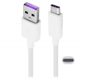 HUAWEI AP71 adatkábel és töltő (USB - Type-C, 5A, gyorstöltés támogatás, 100cm) FEHÉR (AP71 / HL1289_B) "Gigapack csomagolás"